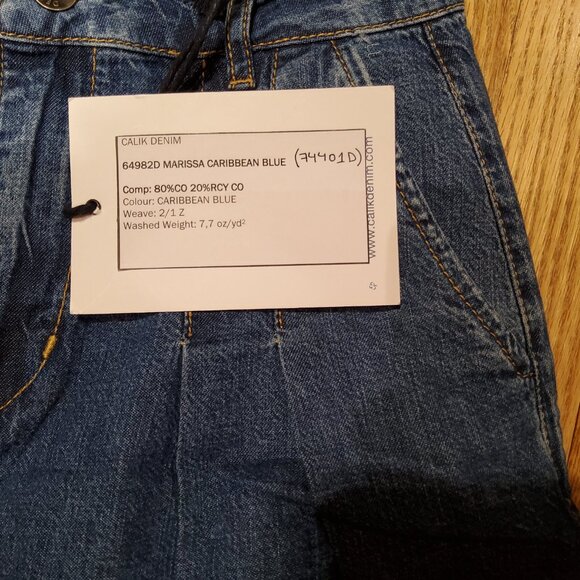 NWT Calik Denim Wide Leg High Waisted Pleated Embellished Jeans Size 27" - Picture 5 of 7